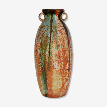 Vase en céramique avec deux poignées, années 1970.