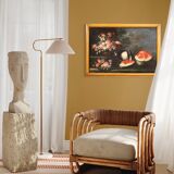 Antique Painting Still Life With Flowers And Fruit From The 18th Century