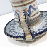 Candle holder with handle and vintage '80 cup in glazed ceramic. Signed Vilá Clara. In perfect condition.