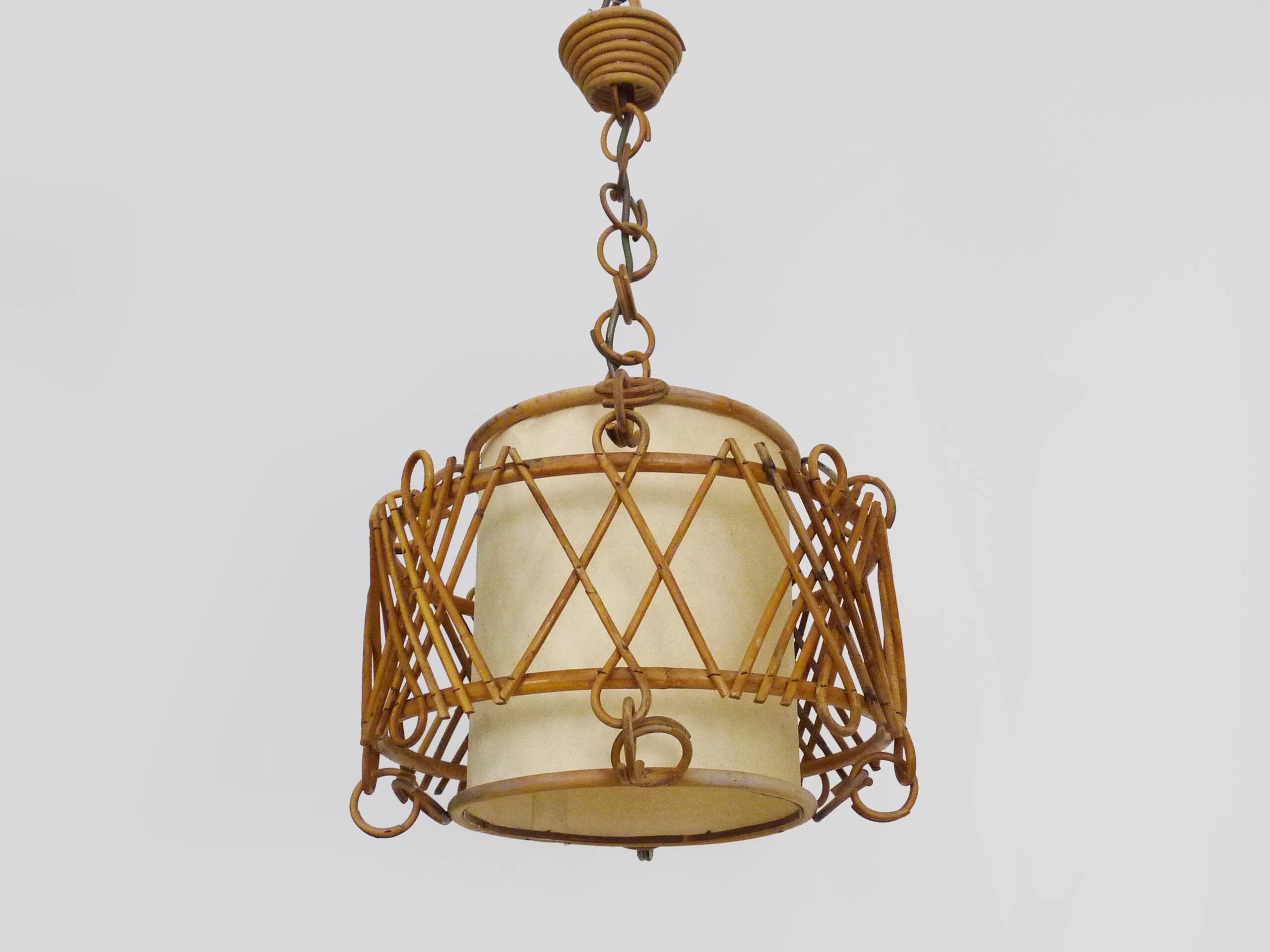 Rattan pendant light 1950s