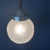 Art Deco molded glass globe pendant light, 1930