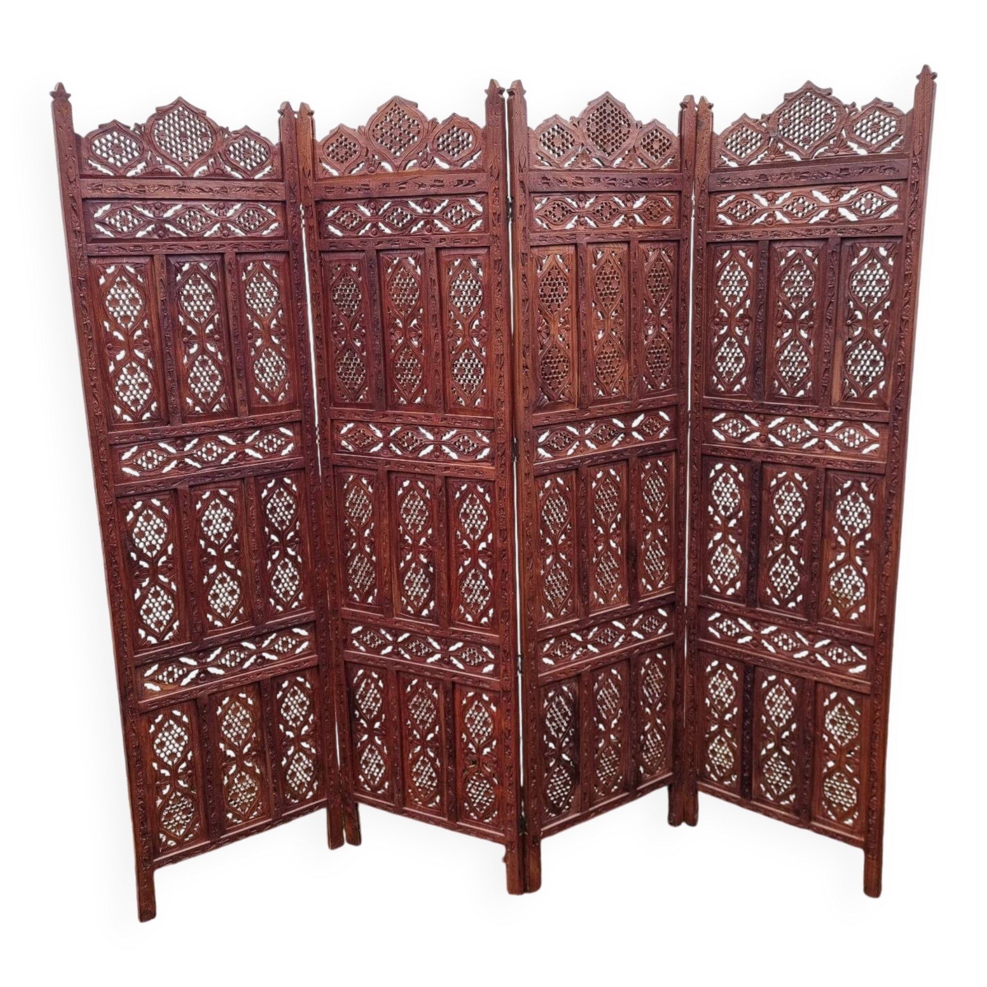 Indonesian screen 4 teak panels