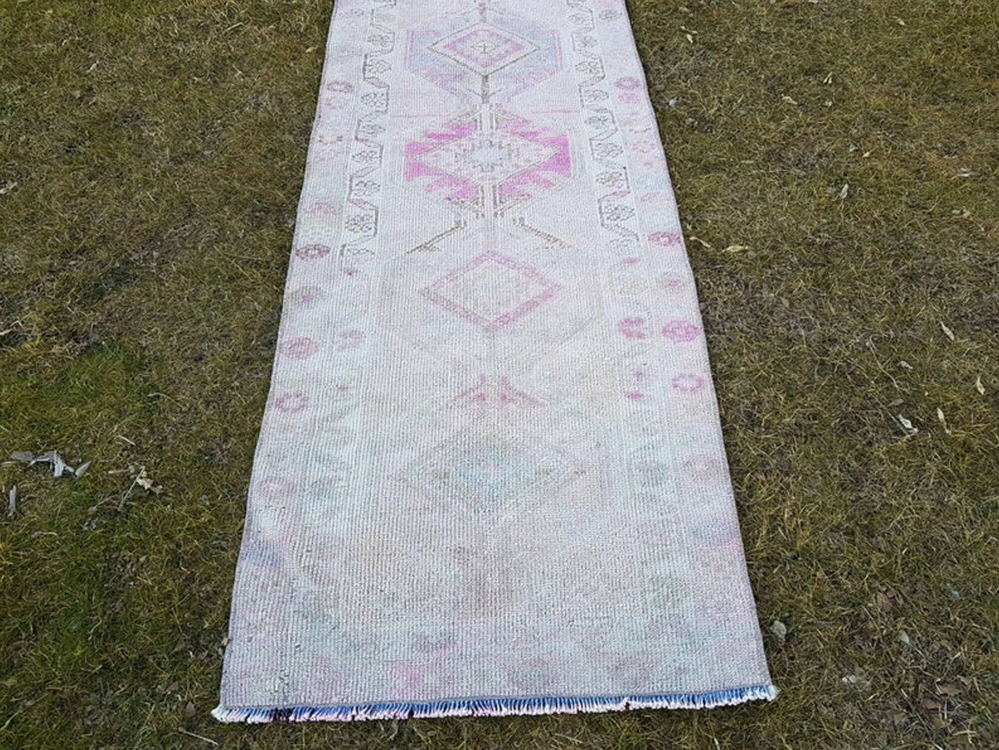 Vintage Turkish hallway rug 76x410 cm