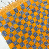Moroccan Berber rug Boujaad orange and gray checkered 145x103cm