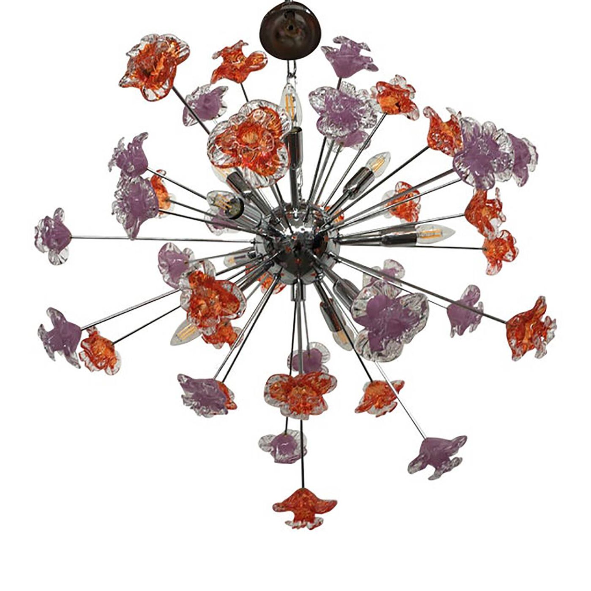 Murano Glass Flowers Italian Sputnik Candlestick