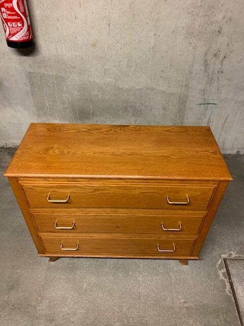 Commode Vintage En Chêne Trois Tiroirs