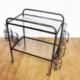 Iron and glass serving trolley from the 70s