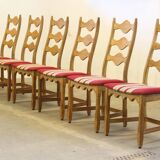Vintage 1960s Danish brutalist ladderback oak chairs in the style of Kjærnulf