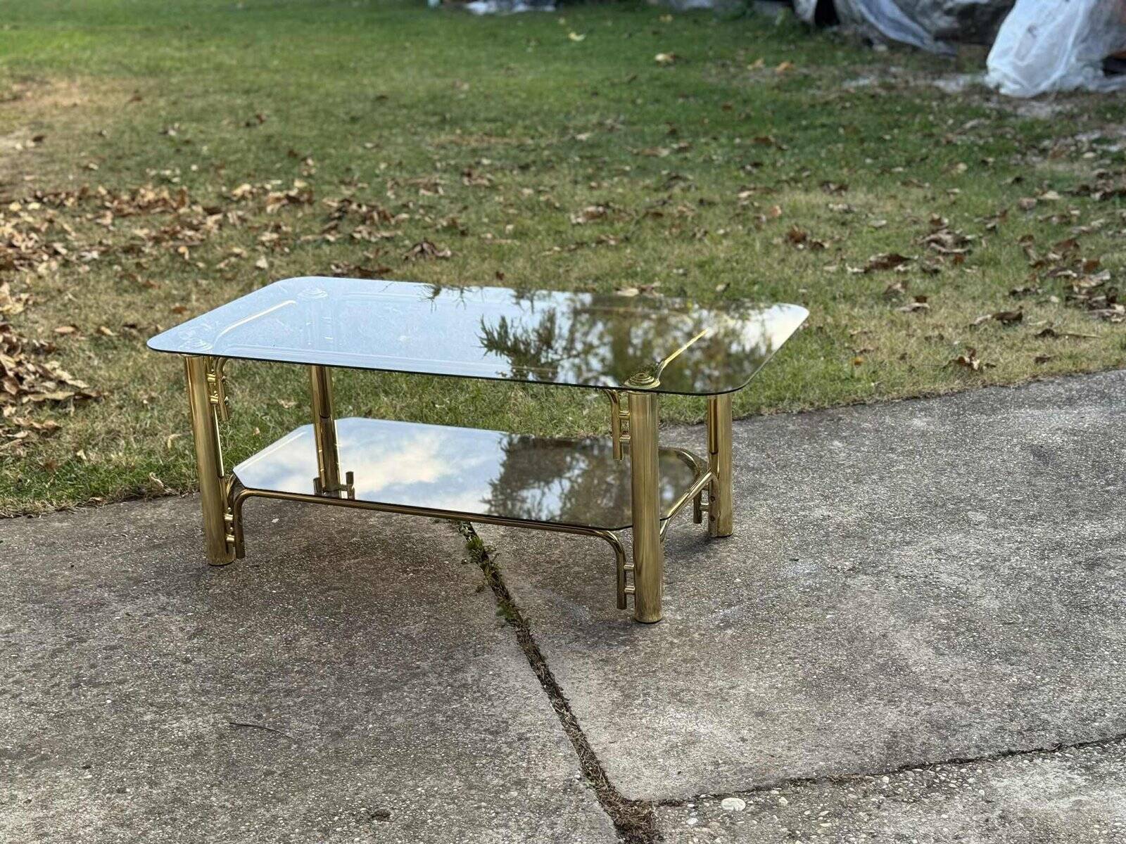 Vintage brass and glass coffee table, 1970s