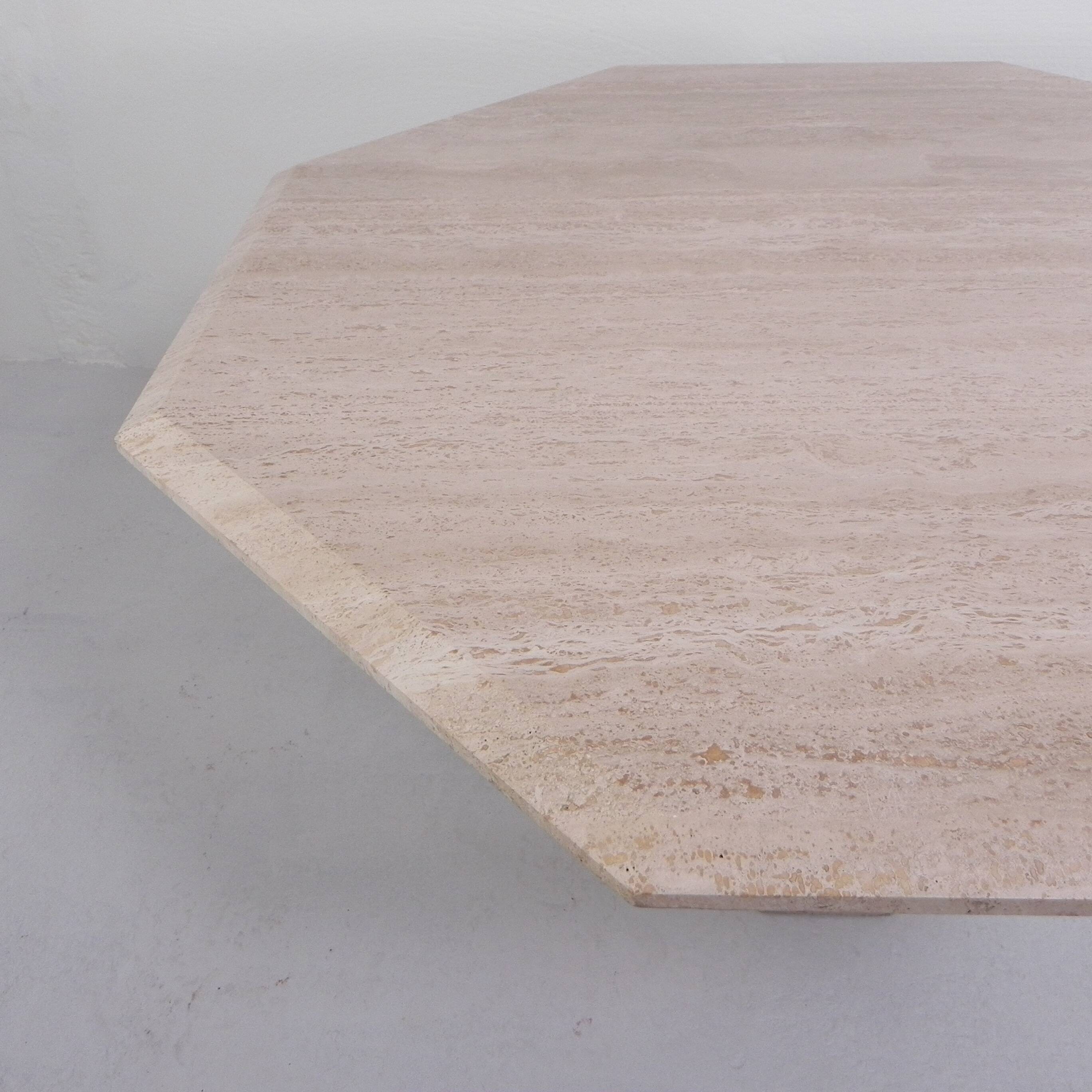 8-sided mid-century travertine dining table, 1970s