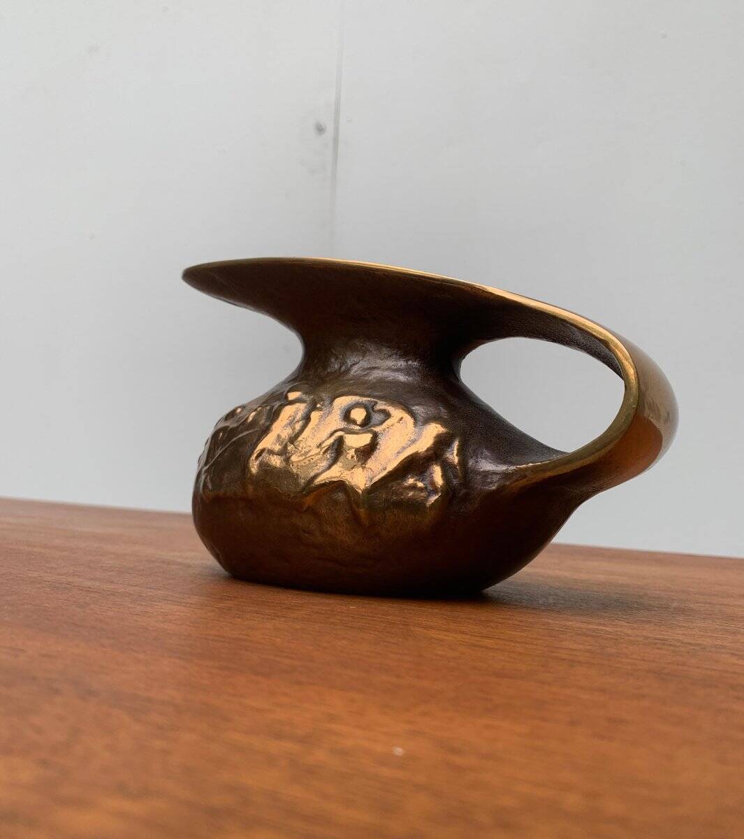Brutalist Vintage German Bronze Decorative Carafe by Gilde