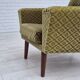 Fauteuil danois à dossier haut de georg thams, revêtement original, velours vert, bois de teck.