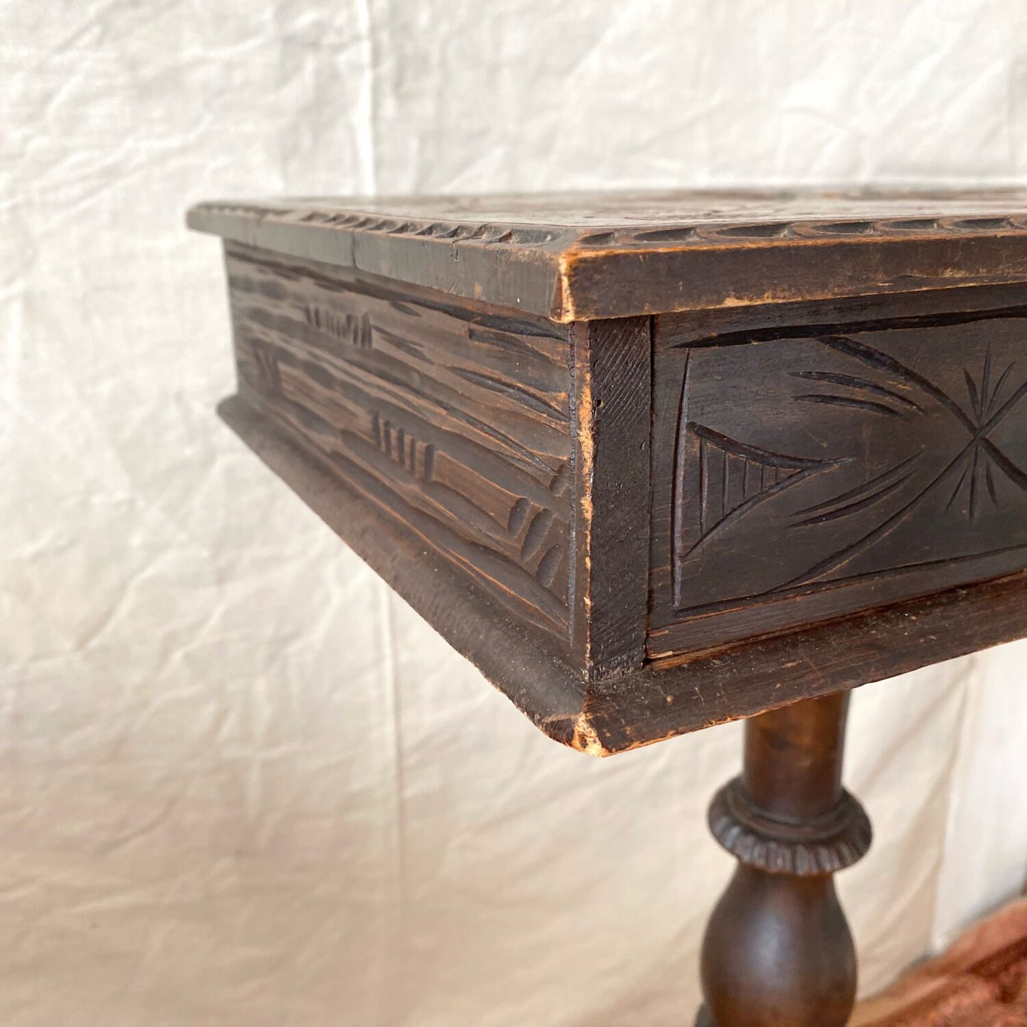 Old tripod side table with drawer