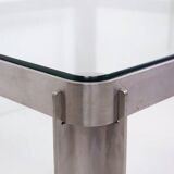 Steel and Thick Crystal Coffee Table T113 by Osvaldo Borsani for Tecno 1970s