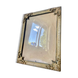 Cadre photo vintage en métal doré mat avec verre convexe 25,5 cm x 20 cm