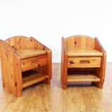 Pair of solid pine bedside tables 1970