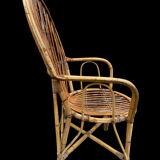 Set en rotin fauteuil et chaise Provençale des années 60