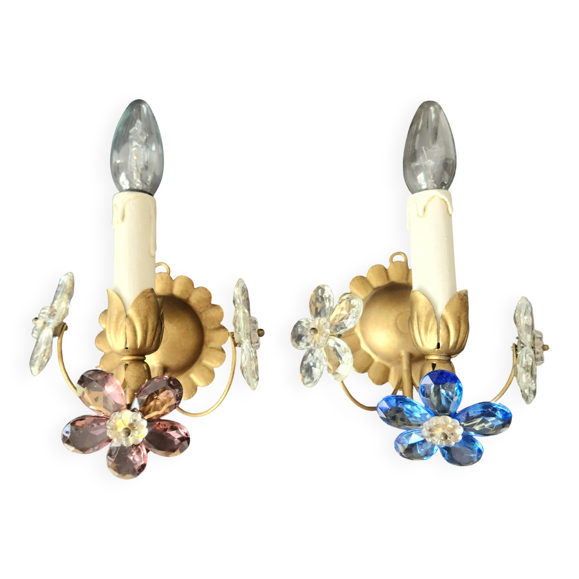 Set vergoldet Wandlampe Murano Kristall