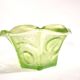 Art Deco oval bowl in green glass – geometric moulded decoration 1920-1930