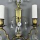 Pair of brass and crystal wall lights, 20th Century