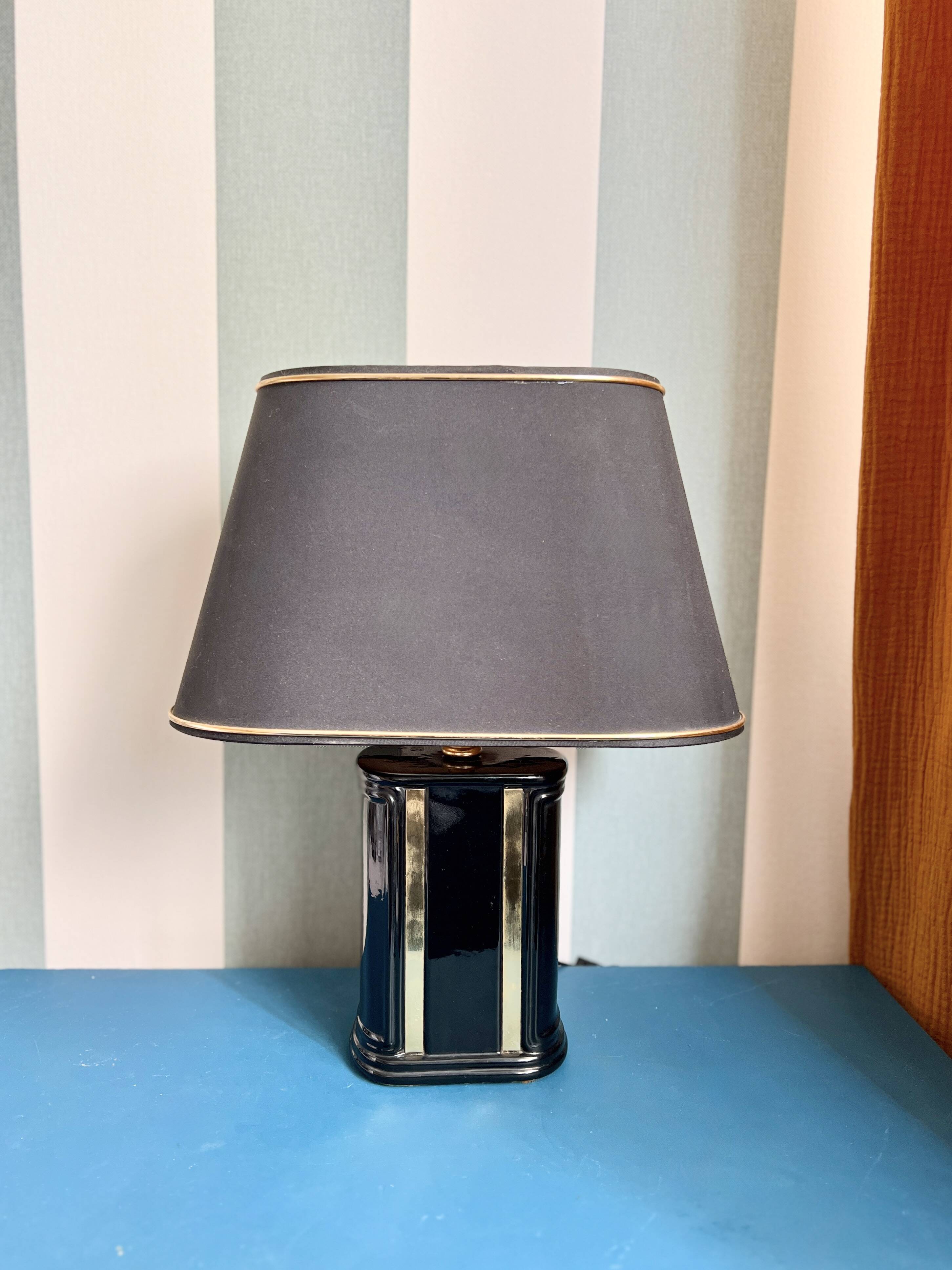 Vintage black & gold ceramic table lamp