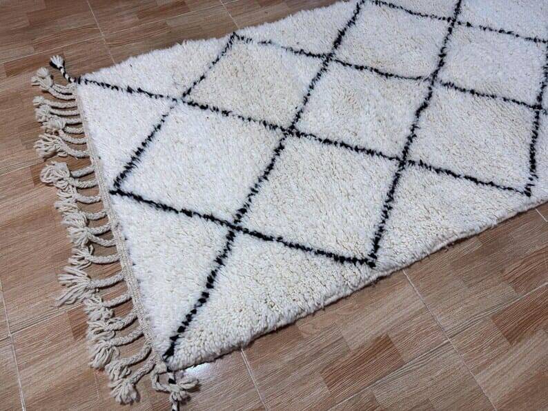 Tapis oued zem de couloir fait main taille 75 x 300 cm