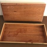 Rectangular mother-of-pearl and brass storage box 1970