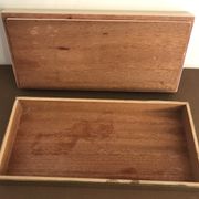 Rectangular mother-of-pearl and brass storage box 1970