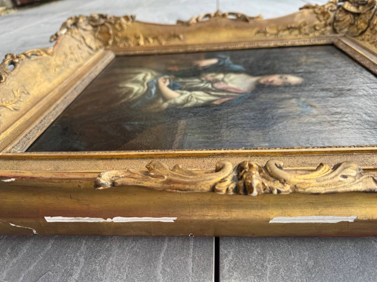 Antique painting, portrait of a gallant woman signed early 18th century