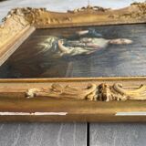 Antique painting, portrait of a gallant woman signed early 18th century