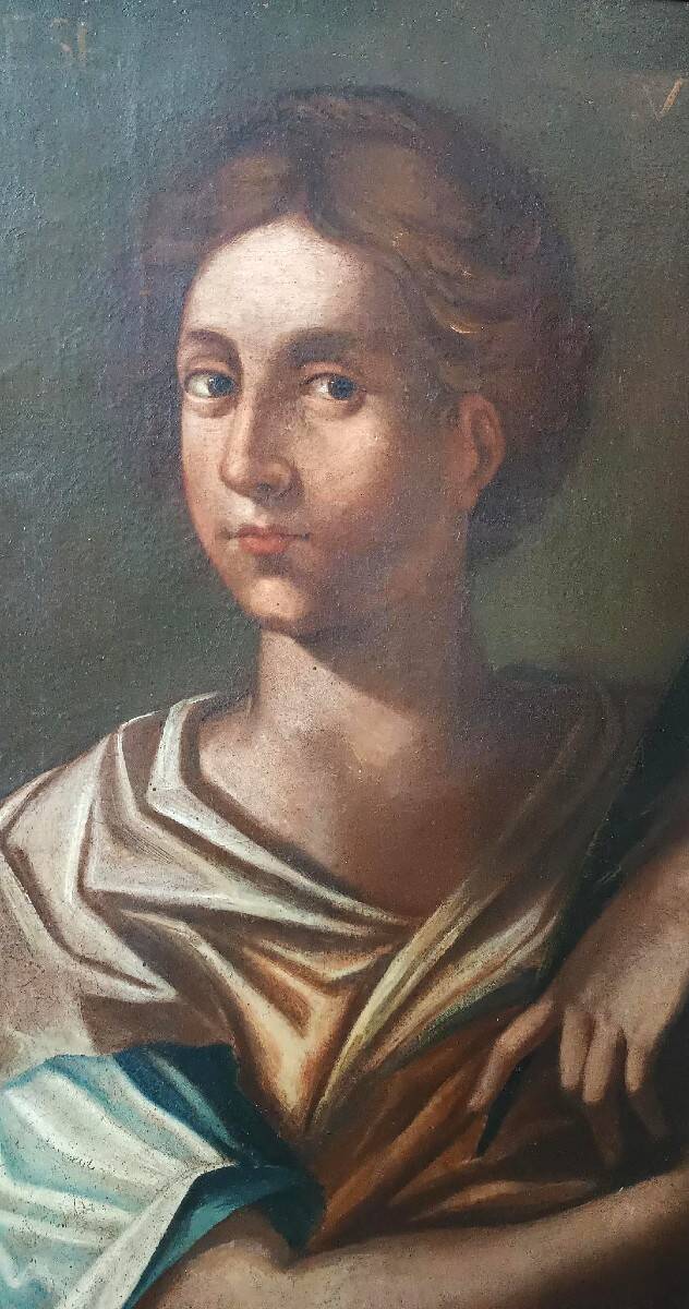 Oil on canvas antique - Saint Agnes - Roman school, 17th century
