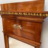 Biedermeier Cherry Wall Mirror with Brass Decor, South Germany, 1820s