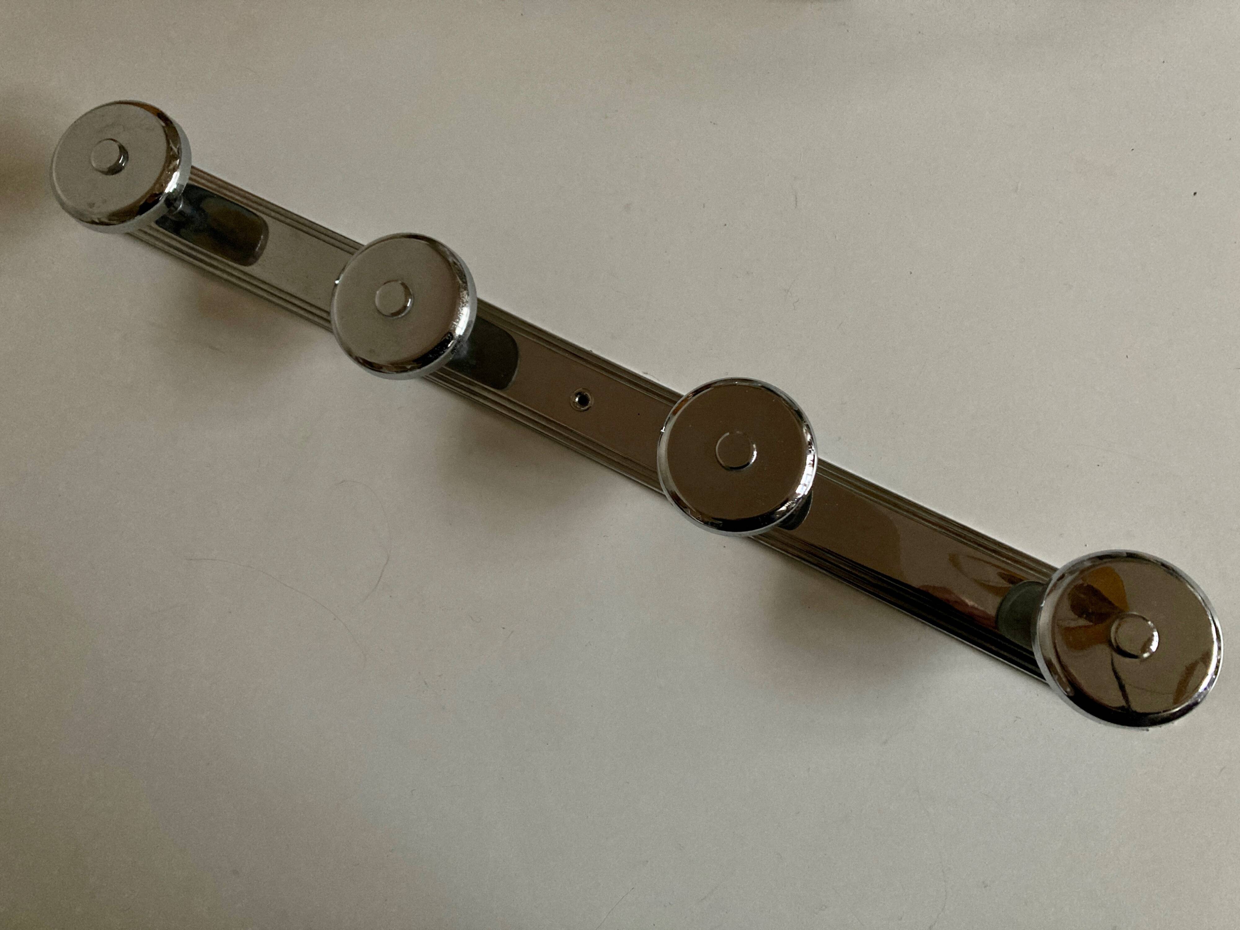 chrome Art Deco bathroom coat hook 57cm