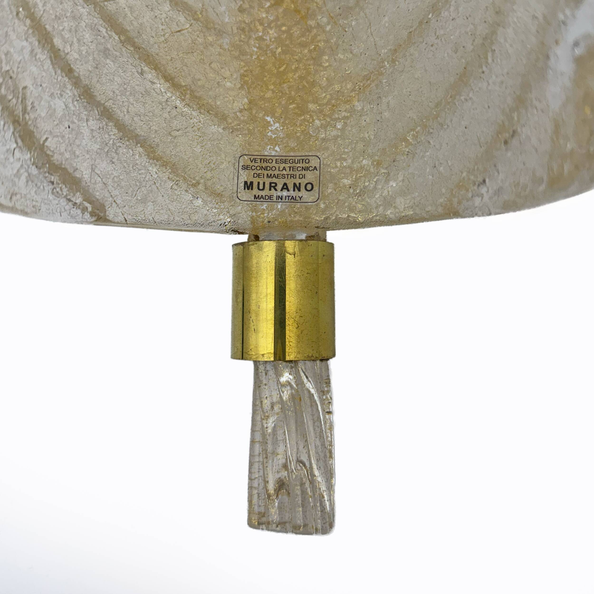 Pair of Barovier & Toso Style Mid-Century "Graniglia" Murano Glass Leaf Sconces