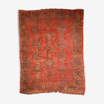 Old Turkish Oushak handmade carpet 274cm x 335cm 1900s, 1B764