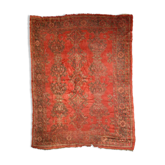 Old Turkish Oushak handmade carpet 274cm x 335cm 1900s, 1B764