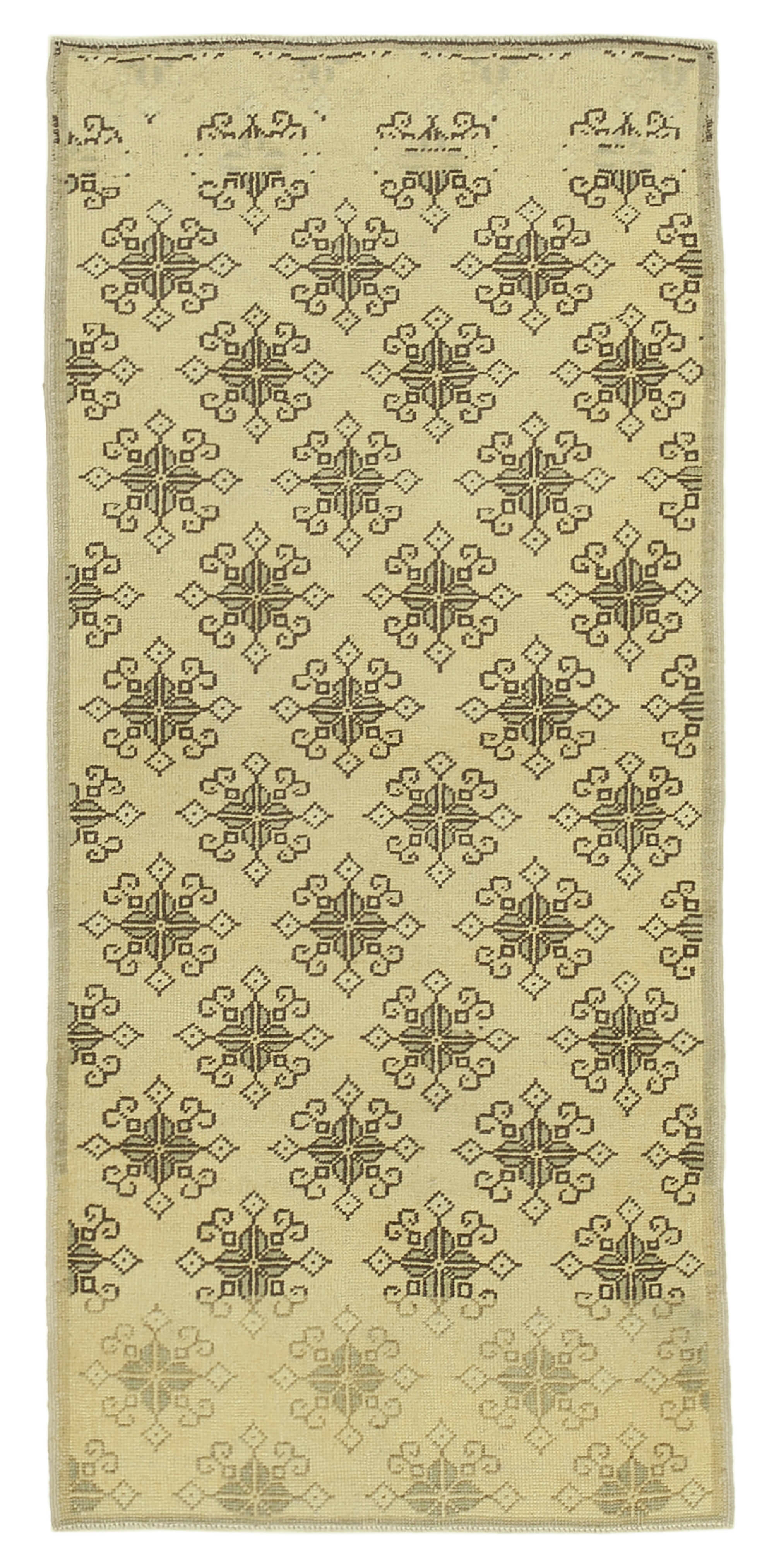 Hand-knotted wool turkish beige carpet 86 cm x 190 cm