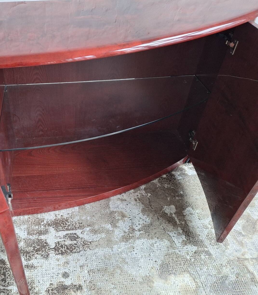 Italian convex sideboard in lacquered parchment by Aldo Tura