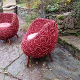 Pair of rattan armchairs