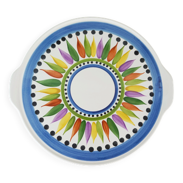 Rare 1950s cake plate villeroy & boch hand painted decor 'karla'