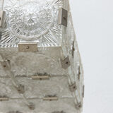 Vintage Glass and Chromed Steel Pendant Lamp by Kamenický Šenov, 1970s