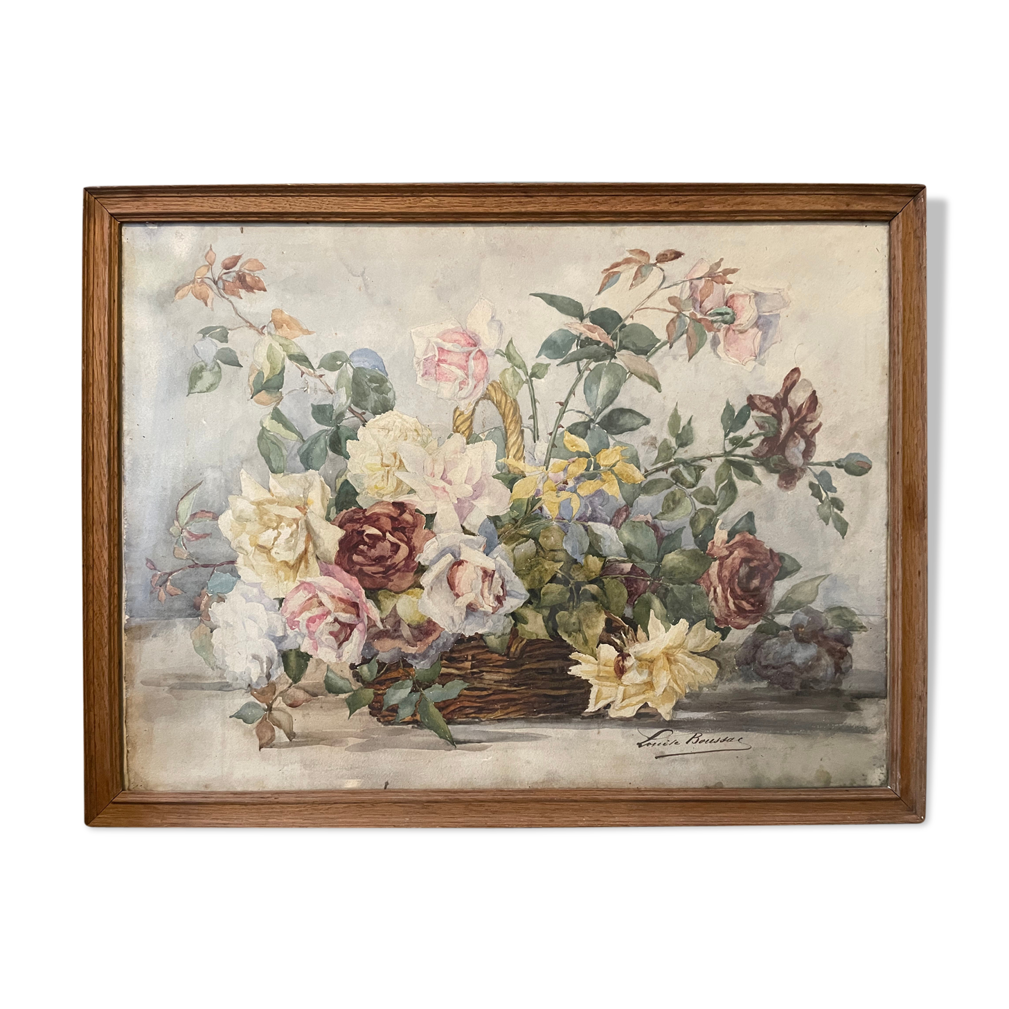 Watercolor painting signed Louise Boussac XIXth