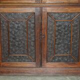 Victorian library mahogany frame embossed leather