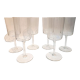 6 verres à pied en verre gravé