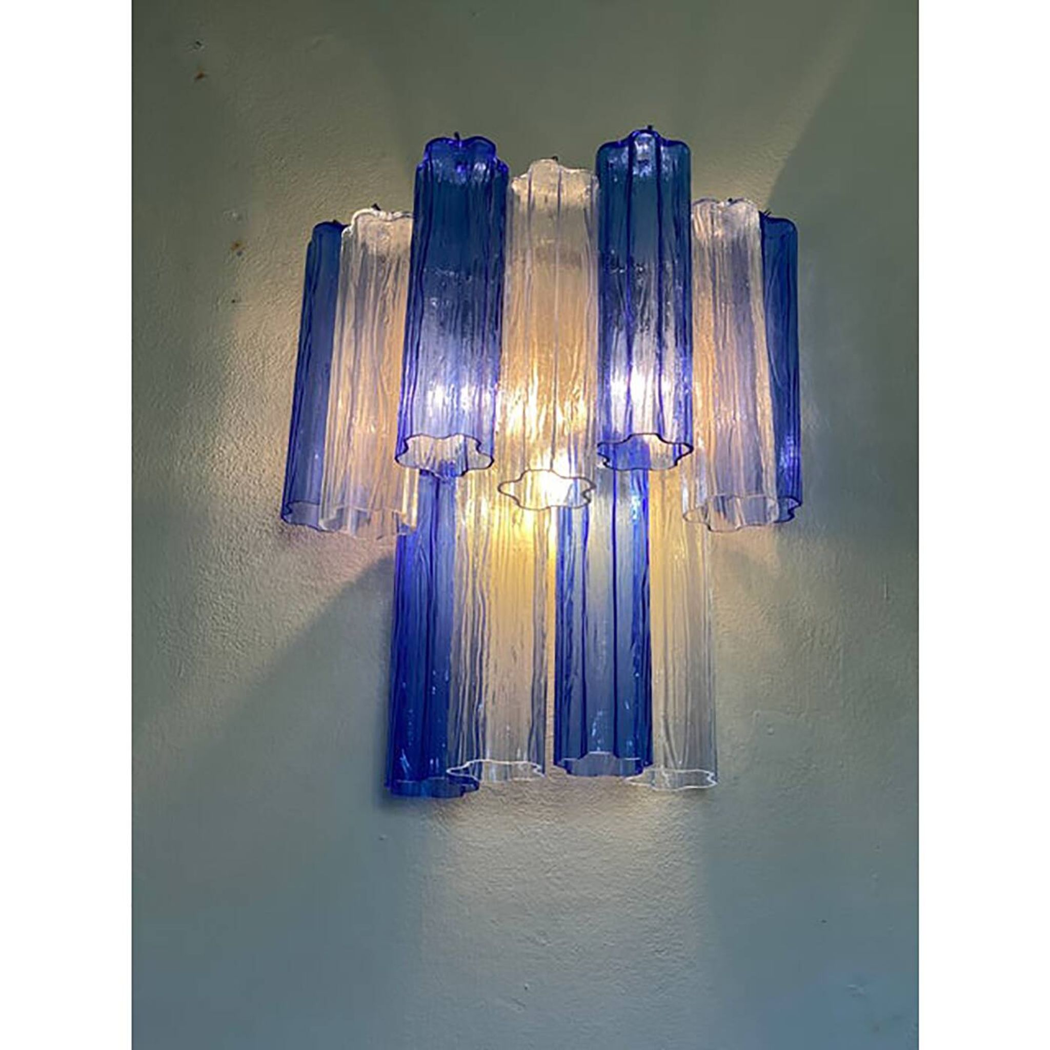 Contemporary Blue Bicolor “Tronchi” Wall Sconce in Venini Style