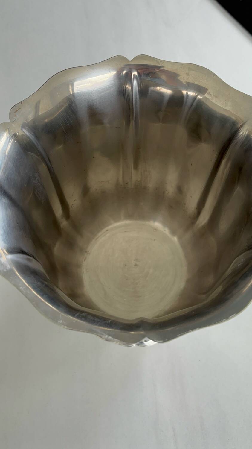 Stainless steel champagne bucket by Guy Degrenne, antique metal decoration - accessory