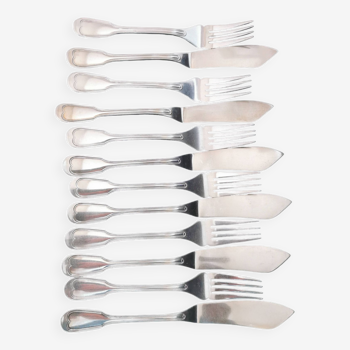 Six Christofle silver-plated fish knives and six fish forks