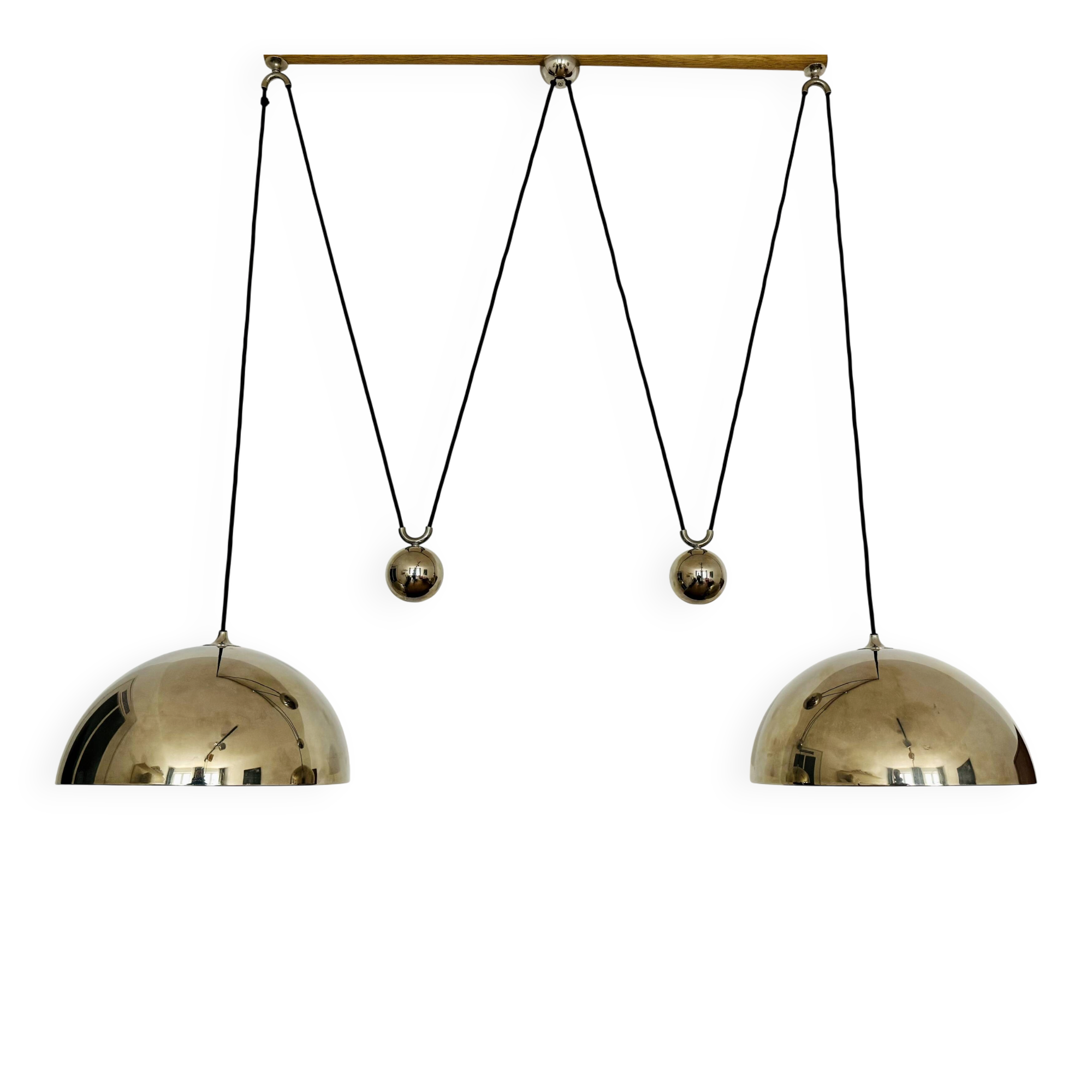 Adjustable Double Posa40 Nickel Plated Pendant Lamp by Florian Schulz
