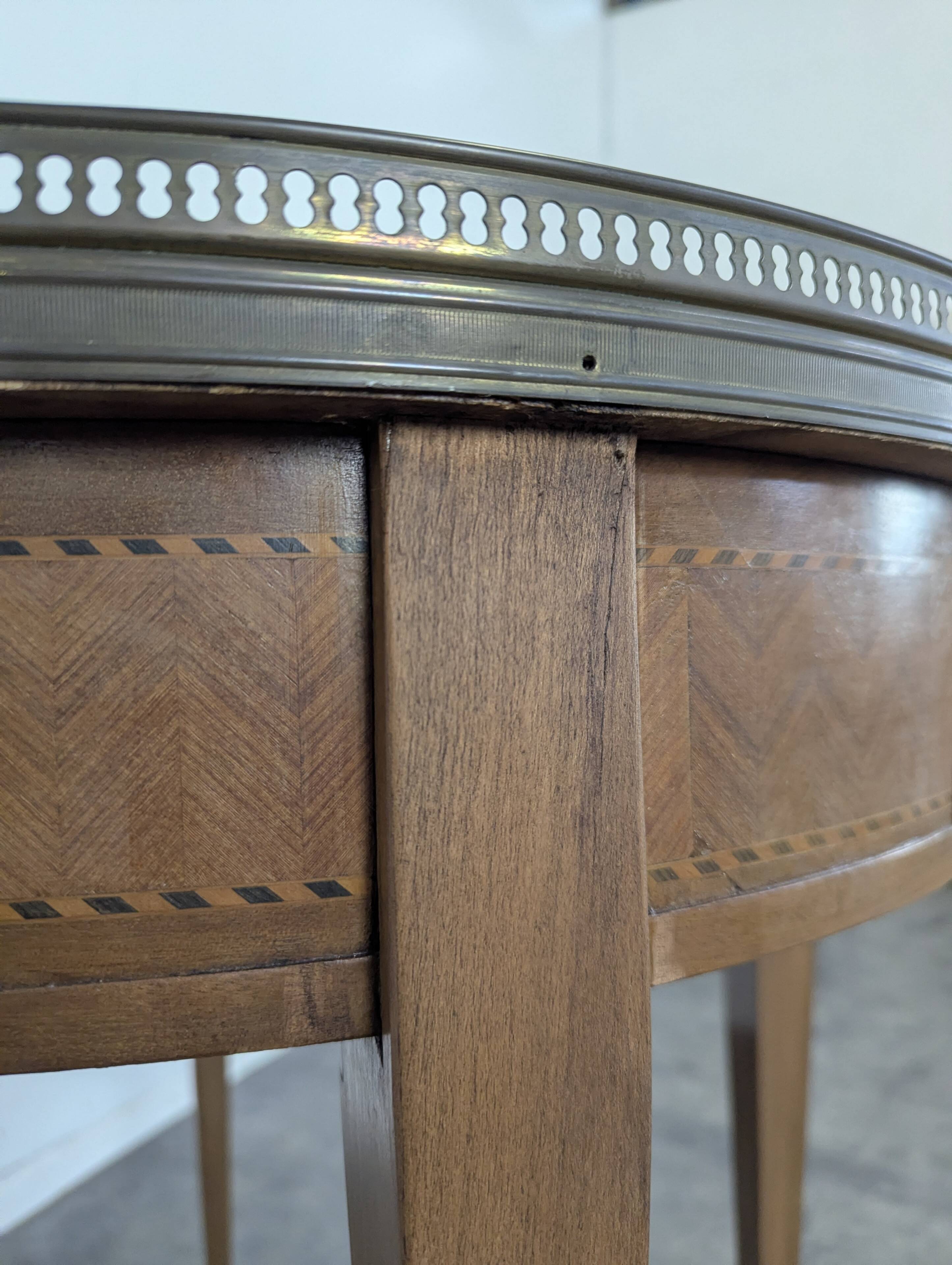 Rosewood and breccia marble bouillotte table
