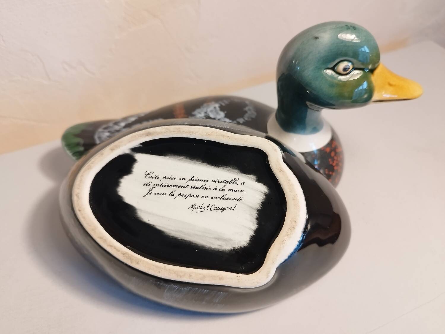Ceramic duck emptier by Michel Caugant